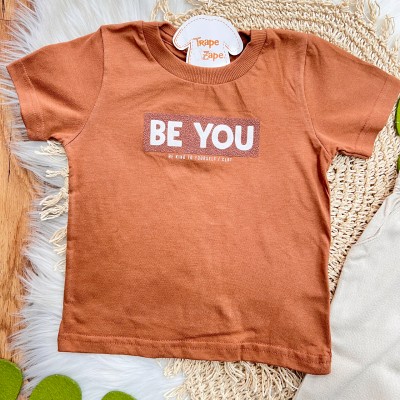Conj. Camiseta Be You e Calça em Linho - Ferrugem e Areia